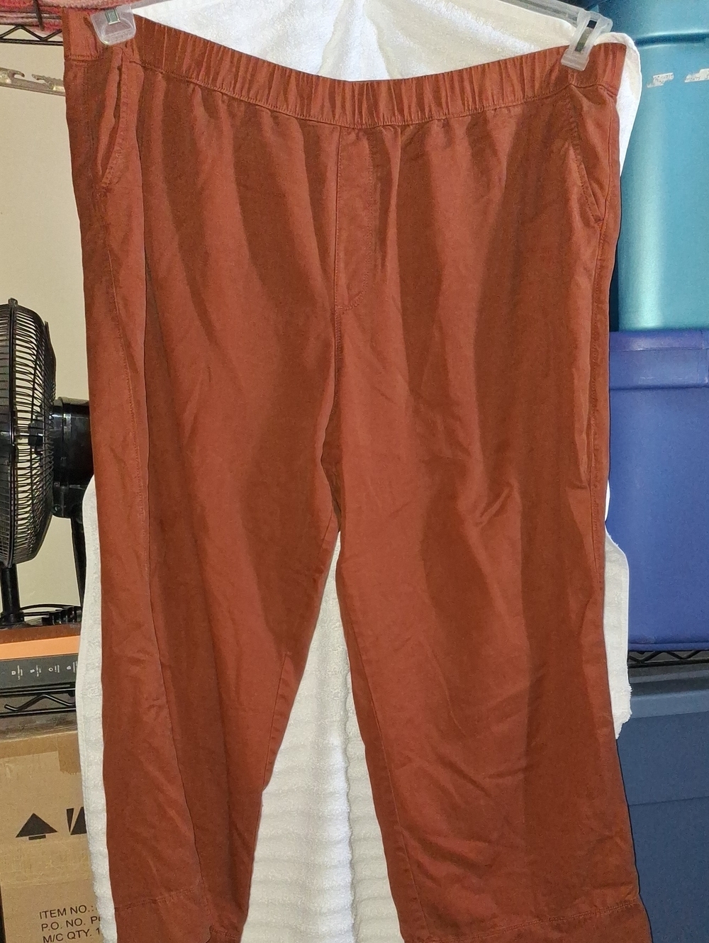 PLUS SIZE - Wide-Leg Women's Pants in Rust Brown/Clay Color - Elastic Waist